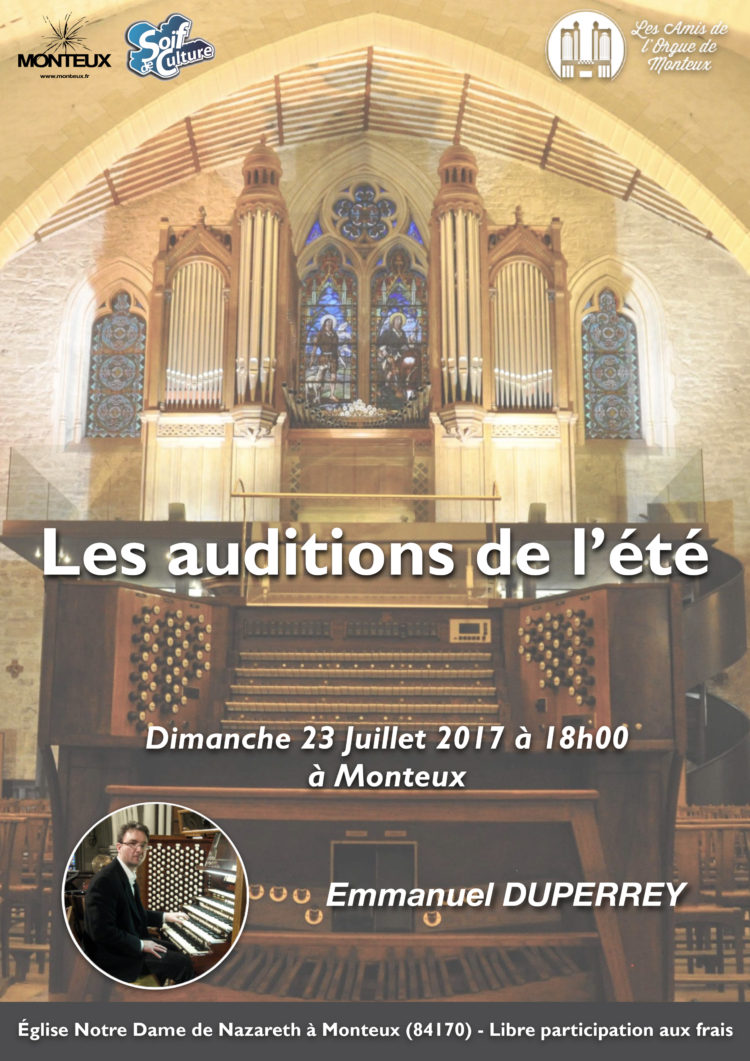 Les Auditions de l’Été des Amis de L'Orgue de Monteux Emmanuel Duperrey